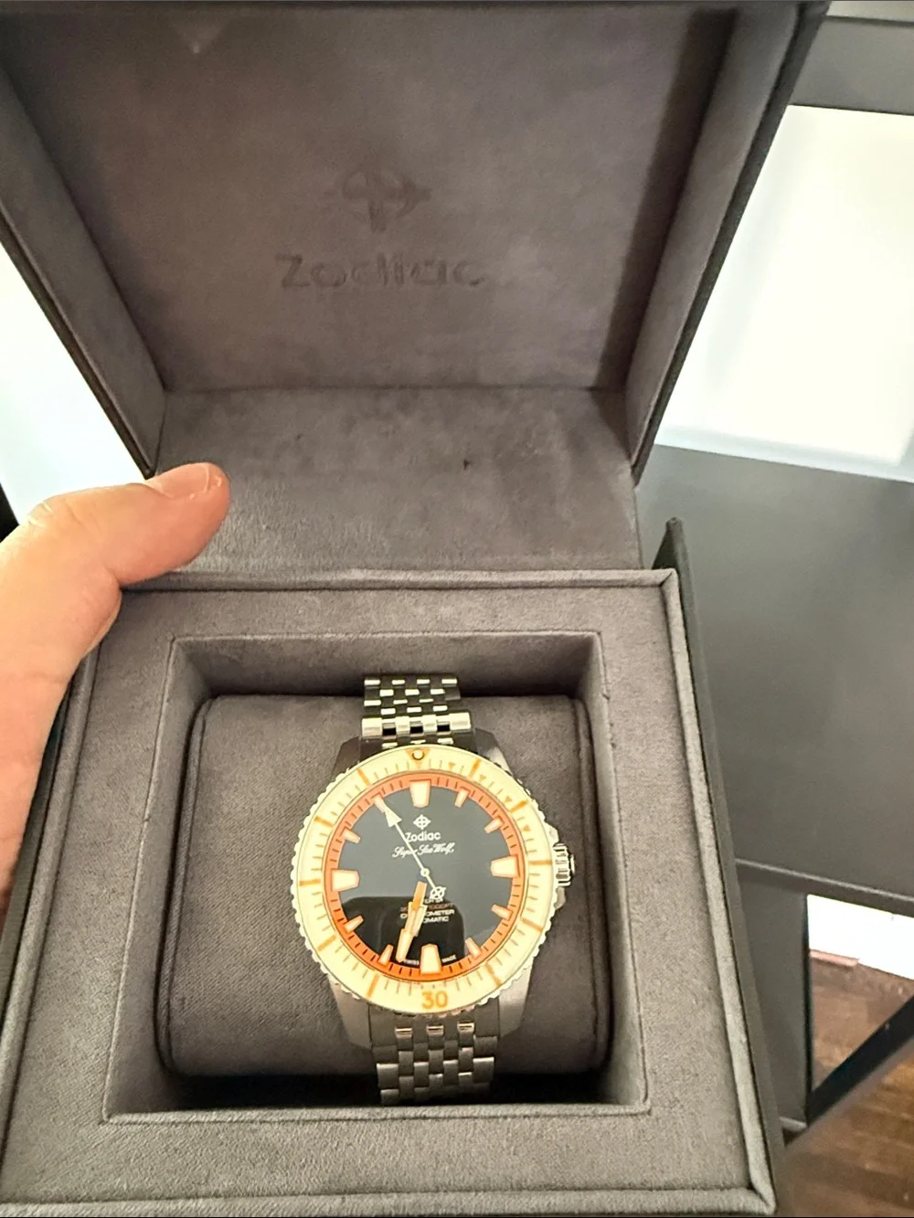 Zodiac Super Sea Wolf Diver’s Watch - Silver/Black/Orange (never worn)